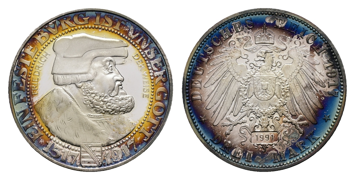  Sachsen; 3 Mark 1517; **NACHPRÄGUNG**; Ag; 16,42 g, Ø 33,2 mm   