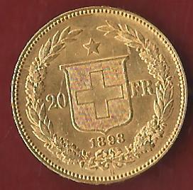  Schweiz 20 Franken 1893 B prägefrisch Münzankauf Koblenz Frank Maurer AK 226   