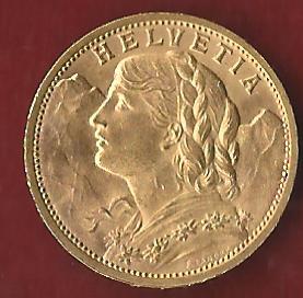  Schweiz 20 Franken 1909 B prägefrisch Münzankauf Koblenz Frank Maurer AK 229   
