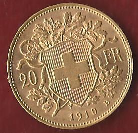  Schweiz 20 Franken 1910 B prägefrisch Münzankauf Koblenz Frank Maurer AK 230   