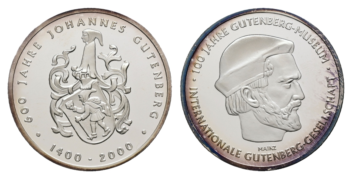  Medaille 2000; Gutenberg; Ag; 14,78 g; Ø 35,3 mm   