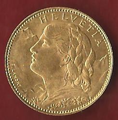  Schweiz 10 Franken 1922 B prägefrisch Münzankauf Koblenz Frank Maurer AK 233   