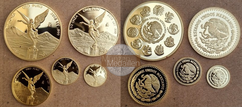 Mexico - Libertad Set - 5 Münzen Feingewicht: 59,09g Gold MM-Frankfurt 1oz; 1/2oz; 1/4oz; 1/10oz; 1/20oz 2018 Proof