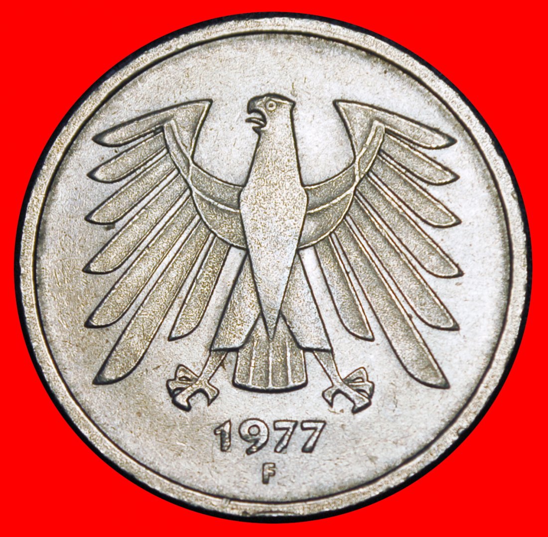  Ⰶ NOT COMMUNIST (1975-2001):GERMANY★5 MARKS 1977F I+A+rF! BADEN-WUERTTEMBERG★LOW START ★ NO RESERVE!   