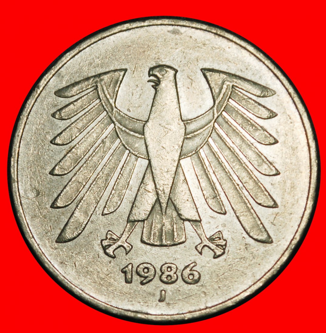  Ⰶ NOT COMMUNIST TYPE (1975-2001): GERMANY ★ 5 MARKS 1986J TV I+A+rJ! HAMBURG★LOW START ★ NO RESERVE!   