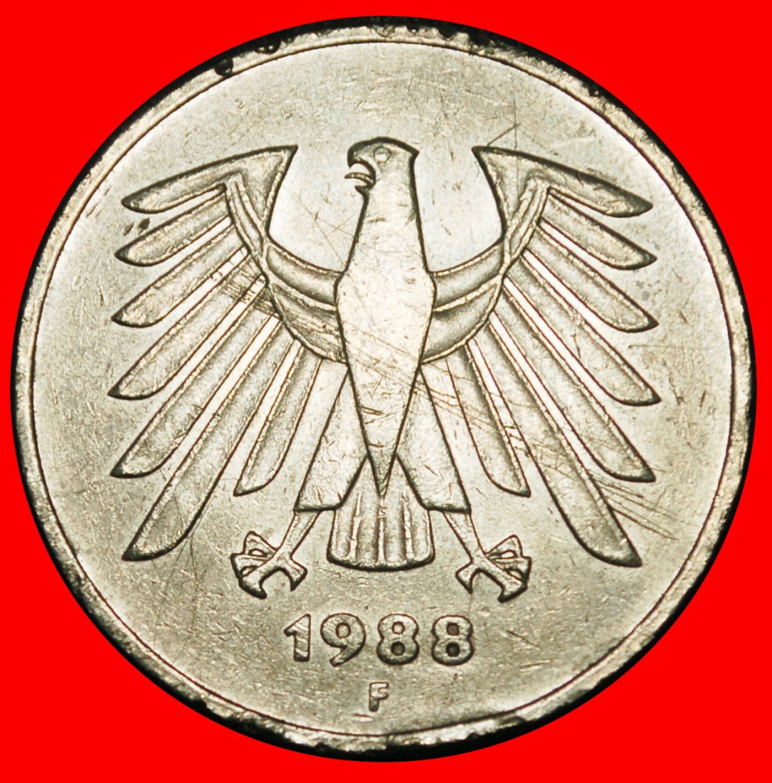  Ⰶ NOT COMMUNIST (1975-2001):GERMANY★5 MARKS 1988F I+A+rF! BADEN-WUERTTEMBERG★LOW START ★ NO RESERVE!   