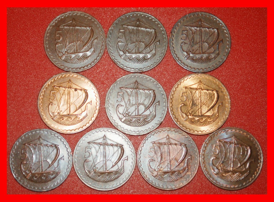 Ⰶ GREAT BRITAIN: CYPRUS ★ 5 MILS COMPLETE SET 10 COINS 1963-1980 SHIP! ★LOW START ★ NO RESERVE!
