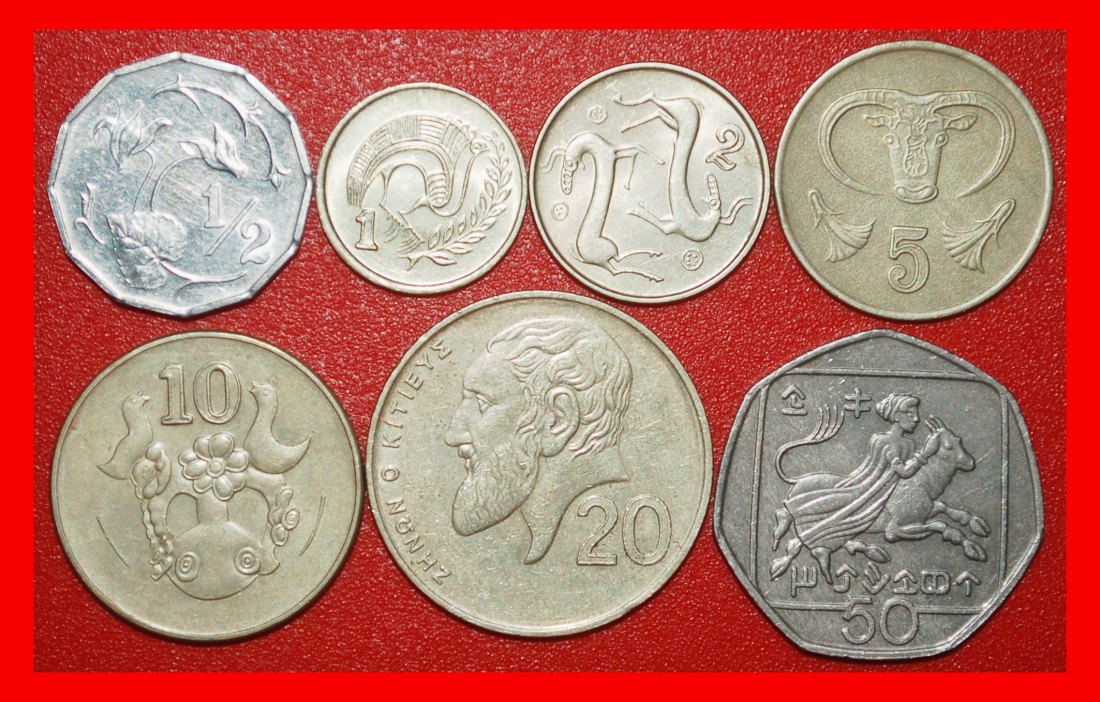 ⰆGREAT BRITAIN 1983-2004:CYPRUS★1/2-1-2-5-10-20-50 CENTS COMPLETE SET 7 COINS★LOW START★ NO RESERVE!
