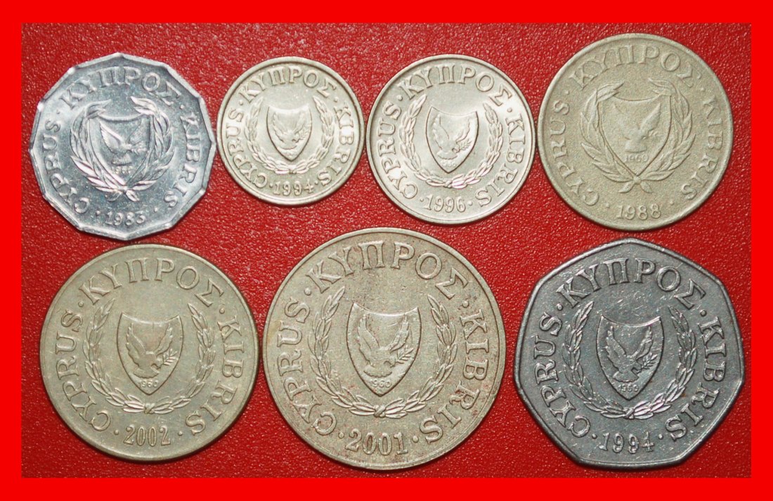  ⰆGREAT BRITAIN 1983-2004:CYPRUS★1/2-1-2-5-10-20-50 CENTS COMPLETE SET 7 COINS★LOW START★ NO RESERVE!   