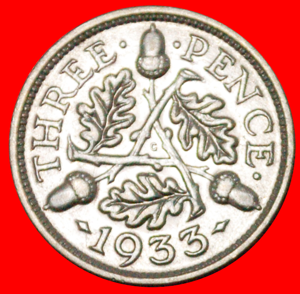 Ⰶ SILVER (1927-1936): GREAT BRITAIN ★ 3 PENCE 1933! GEORGE VI (1911-1936) LOW START ★ NO RESERVE!