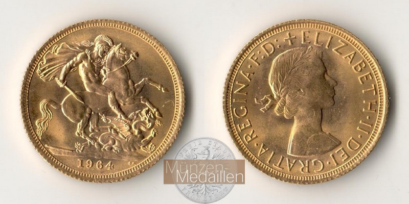 Grossbritannien MM-Frankfurt  Feingold: 7,32g Sovereign 1964 