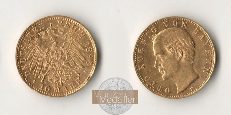 Deutsches Kaiserreich. Bayern, Otto. MM-Frankfurt Feingold: 3,58g 10 Mark 1896 D 