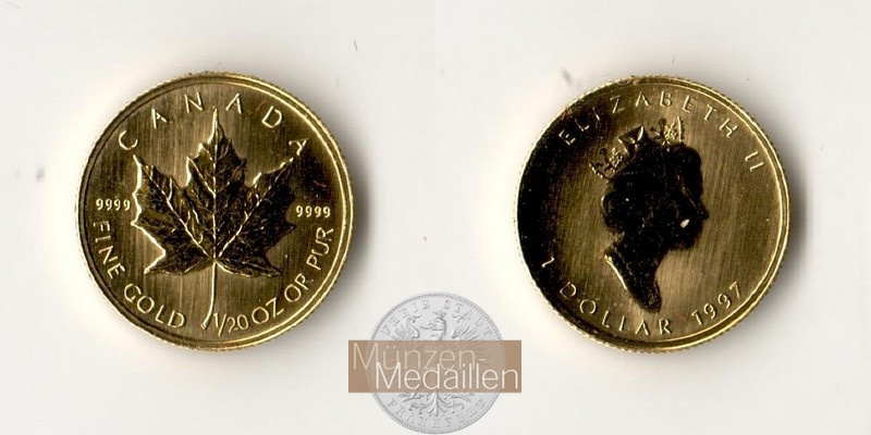 Kanada MM-Frankfurt  Feingewicht: 1,55g Gold 1 Dollar 1997 