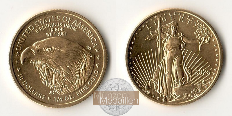 USA  10 Dollar MM-Frankfurt  Feingold: 7,78g American Eagle 2025 
