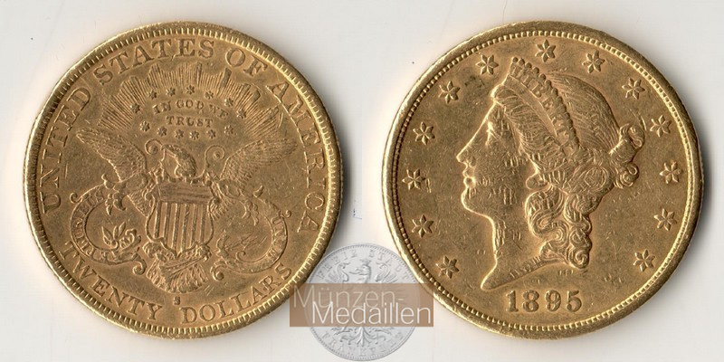 USA  20 Dollar MM-Frankfurt Feingold: 30,09g Double Eagle 1895 S 