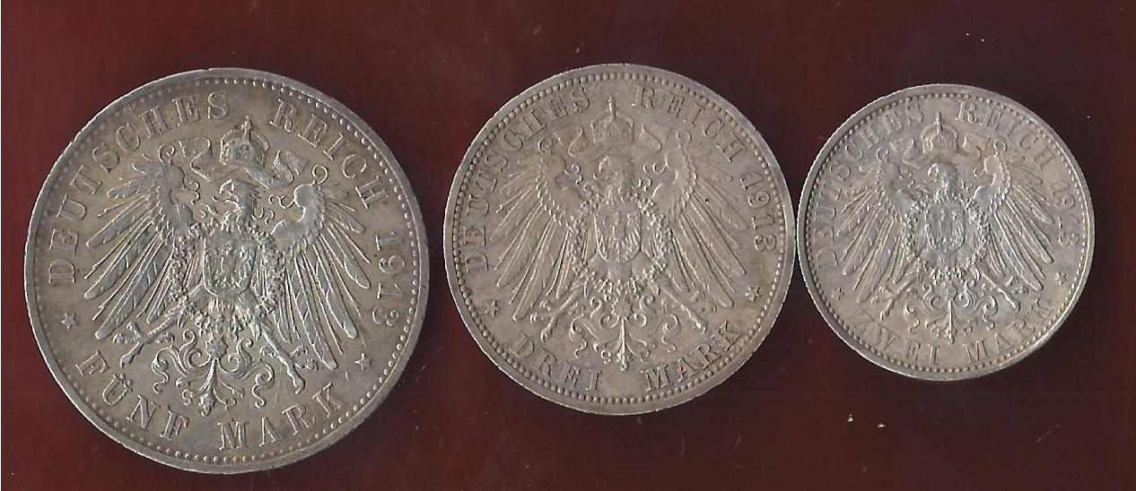  Kaiserreich Preussen 2+3+5 Mark Wilhelm II Uniform Münzankauf Koblenz Frank Maurer AK246   