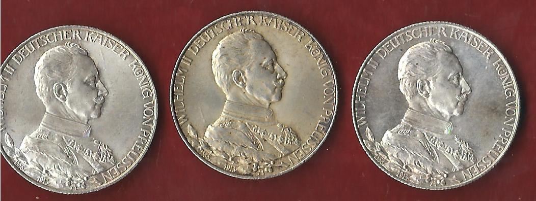  Kaiserreich Preussen 3x2 Mark Wilhelm II Uniform Münzankauf Koblenz Frank Maurer AK247   