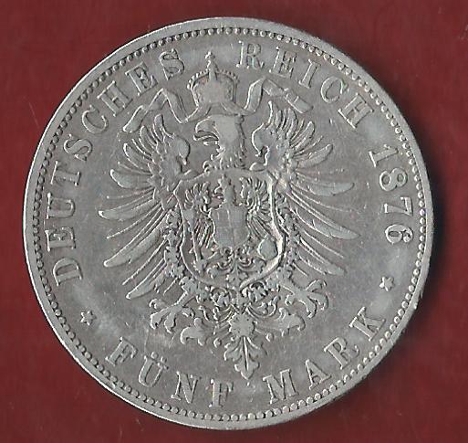  Kaiserreich Hamburg 5 Mark 1876 J Münzankauf Koblenz Frank Maurer AK248   