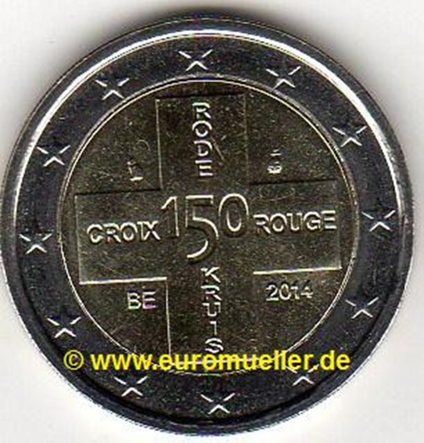 Belgien 2 Euro Sondermünze 2014...Rotes Kreuz...unc.   