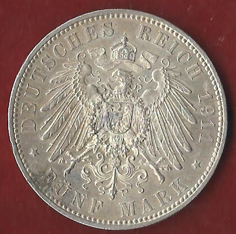  Kaiserreich Bayern Luitpold 5 Mark 1911 D Münzankauf Koblenz Frank Maurer AK252   