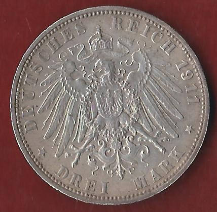 Kaiserreich Bayern Luitpold 3 Mark 1911 D Münzankauf Koblenz Frank Maurer AK253   