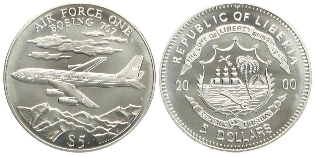  Liberia: 10 Dollar 1995, Air Force One, Boeing 707, KN, stgl,   