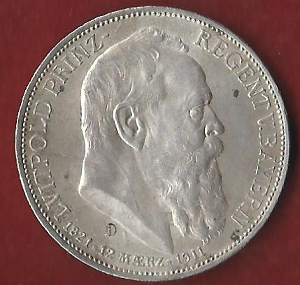 Kaiserreich Bayern Luitpold 3 Mark 1911 D Münzankauf Koblenz Frank Maurer Al852   
