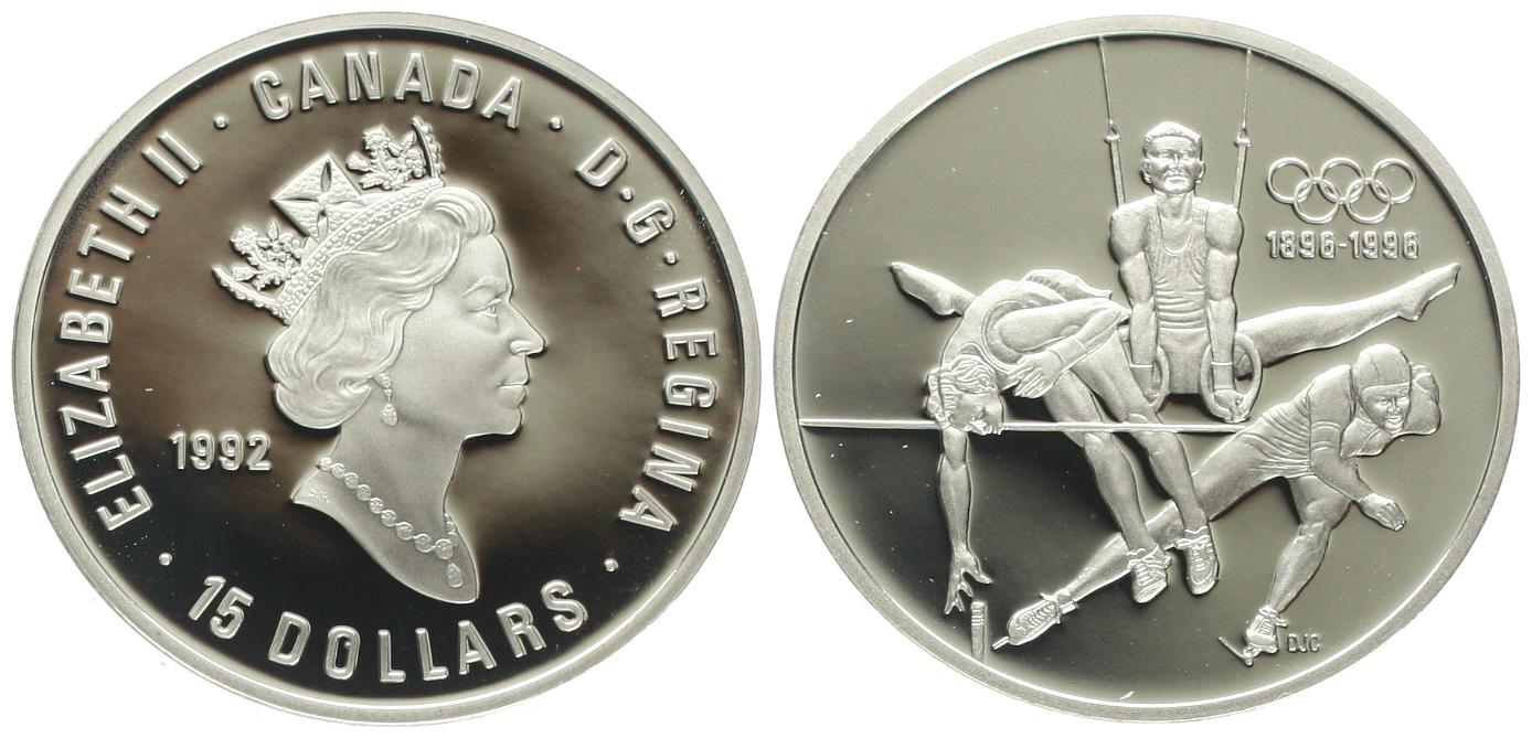  Kanada, Elisabeth II., 15 Dollars 1992, 1 Unze Feinsilber   