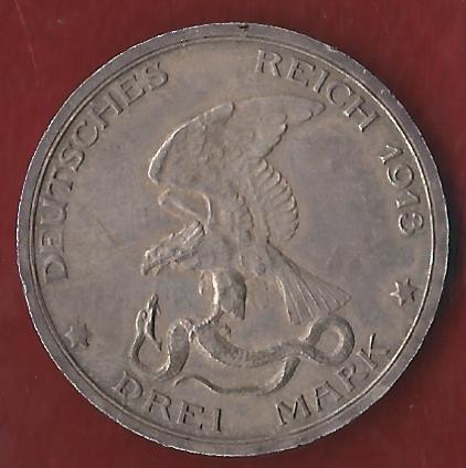  Kaiserreich Preussen 1913 3 Mark Befreiungskriege Münzankauf Koblenz Frank Maurer AK257   