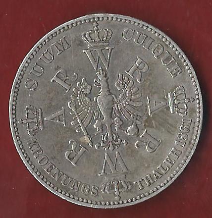  Preussen Krönungsthaler 1861 gehenkelt Münzankauf Koblenz Frank Maurer AK262   