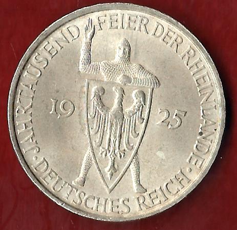  Weimar 5 Mark Rheinlande 1925 D Münzankauf Koblenz Frank Maurer AK264   