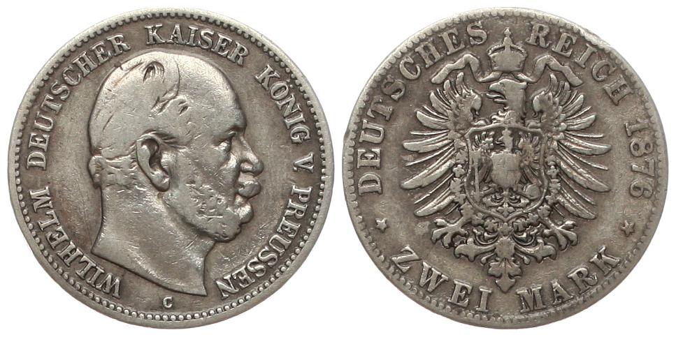  Preussen: Wilhelm I., 2 Mark 1876 C, Silber   