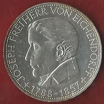  BRD 5 Mark Eichendorff 1957 Münzankauf Koblenz Frank Maurer AK272   
