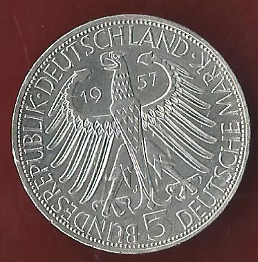  BRD 5 Mark Eichendorff 1957 Münzankauf Koblenz Frank Maurer AK272   