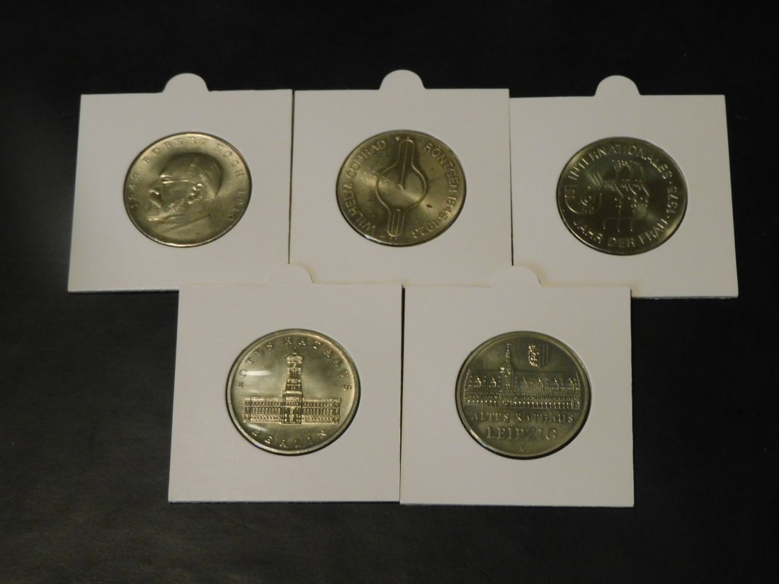 GERMANY 5X 5 MARK 1968-1970-75-1984-87 DDR.GRADE-PLEASE SEE PHOTOS.