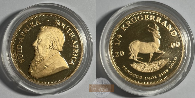 Südafrika MM-Frankfurt Feingold: 7,78g 1/4 Unze Krügerrand 2000 