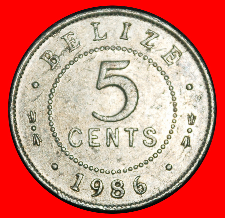 Ⰶ GROSSBRITANNIEN (1976-2022): BELIZE ★ 5 CENT 1986 ELISABETH II. (1953-2022) FEHLER★OHNE VORBEHALT!