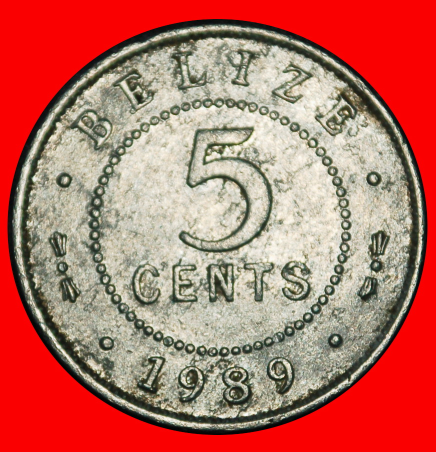 Ⰶ GROSSBRITANNIEN (1976-2022): BELIZE ★ 5 CENT 1989 ELISABETH II. (1953-2022) FEHLER★OHNE VORBEHALT!