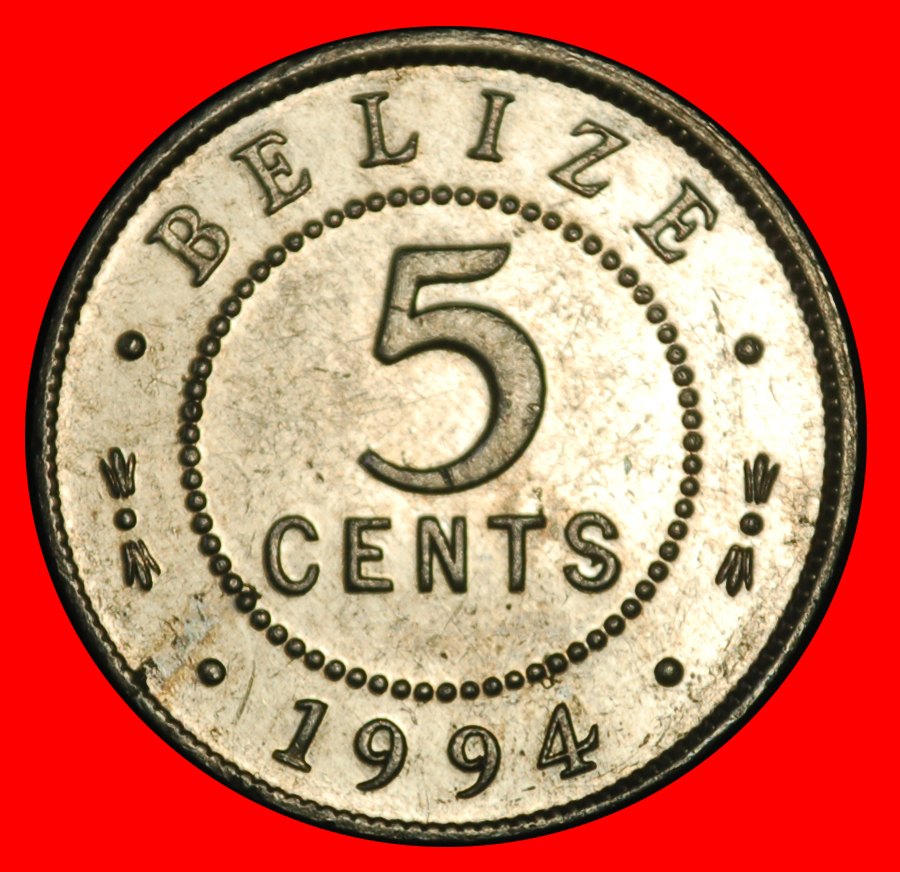 Ⰶ GROSSBRITANNIEN (1976-2022): BELIZE ★ 5 CENT 1994 ELISABETH II. (1953-2022) FEHLER★OHNE VORBEHALT!