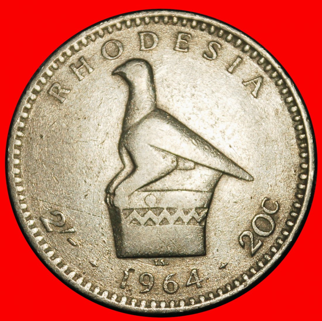 Ⰶ SÜDAFRIKA:RHODESIEN★2 SHILLING 20 CENT 1964 SIMBABWE VOGEL★ELISABETH II. 1953-2022★OHNE VORBEHALT!