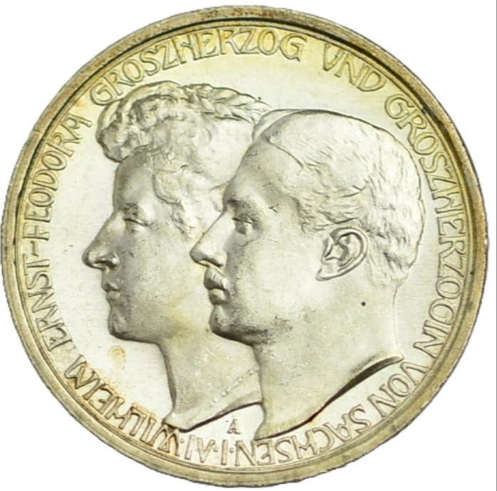 3 MARK Sachsen Weimar Eisenach 110 Jaeger 161 VZ/ Stempelglanz