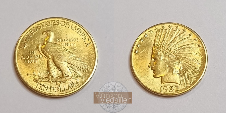 USA  10 Dollar MM-Frankfurt Feingold: 15,05g Eagle Indian Head 1932 