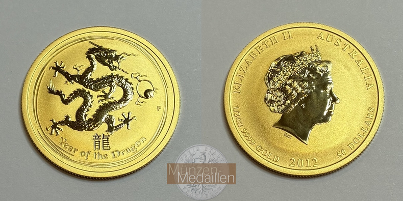 Australien 50 Dollar MM-Frankfurt Feingold: 15,55g Jahr des Drachen 2012 