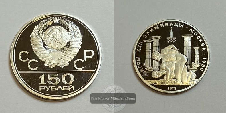  Sowjetunion Russland 150 Rubel 1979 Olympia 1980 Ringer FM-Frankfurt Feinplatin: 15,54g   
