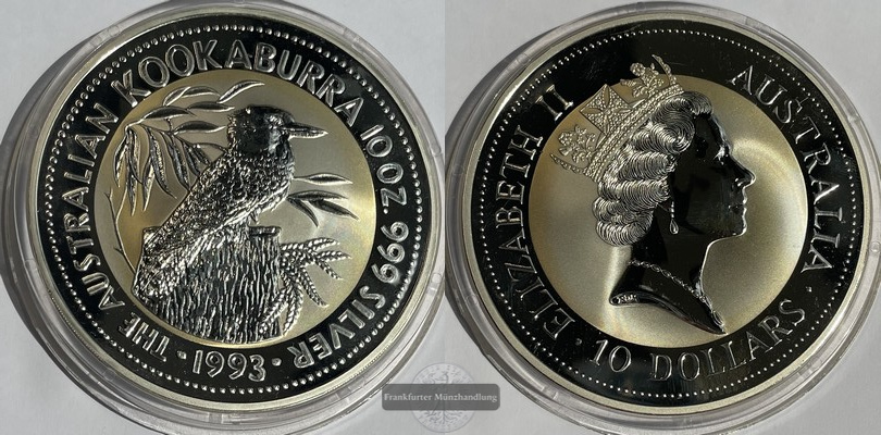  Australien  10 Dollar 1993 Kookaburra  FM-Frankfurt  Feinsilber: 311g   