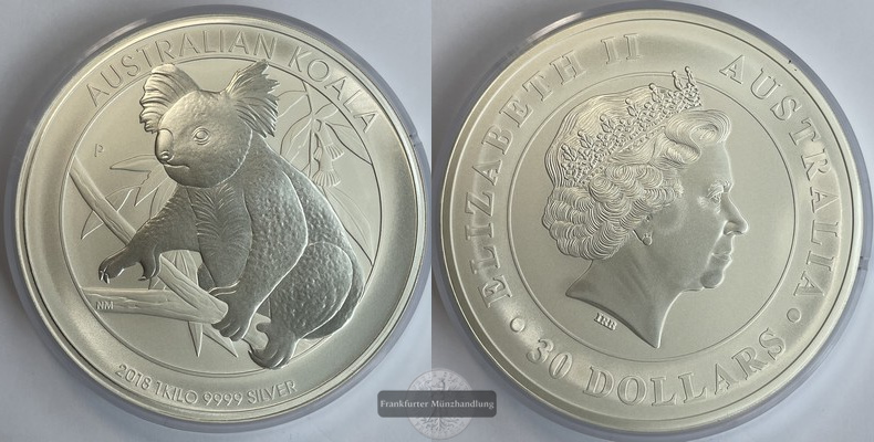  Australien 2018 30 Dollar Koala FM-Frankfurt Km#3571 Feinsilber: 1.000g pp   
