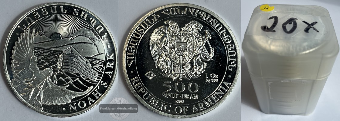  Armenien 20 x 500 Dram 2018 (2011-2025) Arche Noah FM-Frankfurt KM#196 Feingewicht: 31,1g x 20= 622g   