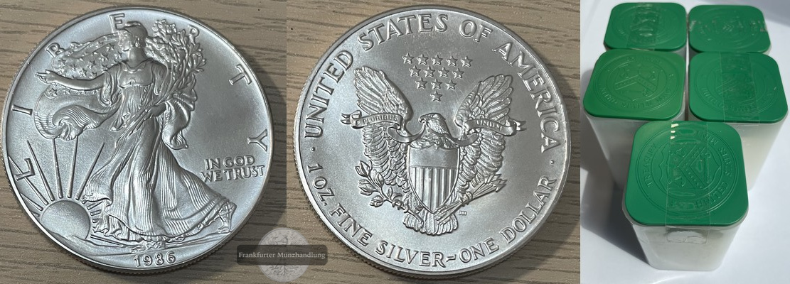  USA, LOT 100 x 1 Dollar  American Eagle  FM-Frankfurt KM#273 Feinsilber: 310g   