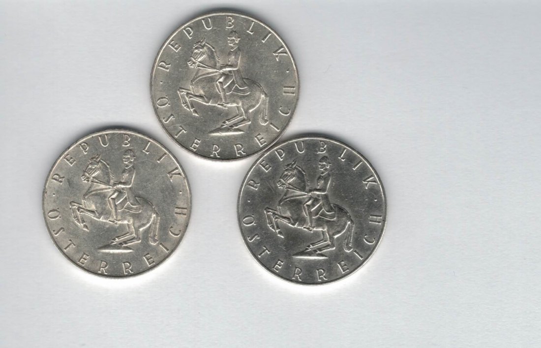  5 Schilling 1960 3 Stk silber á 3,32 fein Österreich Spittalgold9800 /1054   
