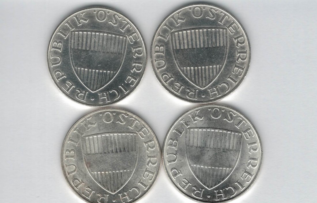  10 Schilling 1970 1971 1972 1973 Ag silber á 4,8g fein Österreich 2. Republik Spittalgold9800 (4785)   